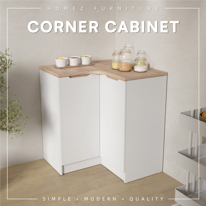 (EM) Sinowa Pro Series Base Kitchen Corner Cabinet Full Melamine Soft Close - HMZ-KBC-M9219-SBH