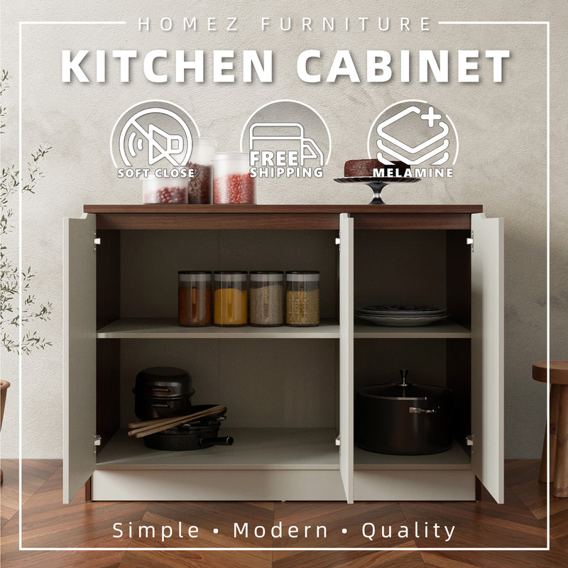 (Free Shipping) 4FT Cedar Series Full Melamine Base Unit Kitchen Cabinet with Soft Close Door - M9315-FW+CR