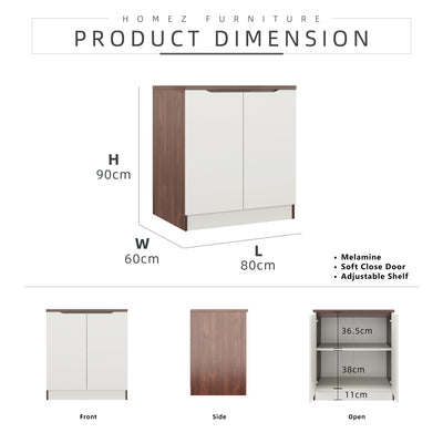 (Free Shipping) 2.6FT Cedar Series Full Melamine Base Unit Kitchen Cabinet with Soft Close Door - M9385-FW+CR