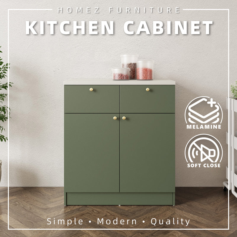 (EM) 2.6FT Canyon Series Full Melamine Base Unit Kitchen Cabinet with Soft Close Door - M9485-GN+CR-SBH