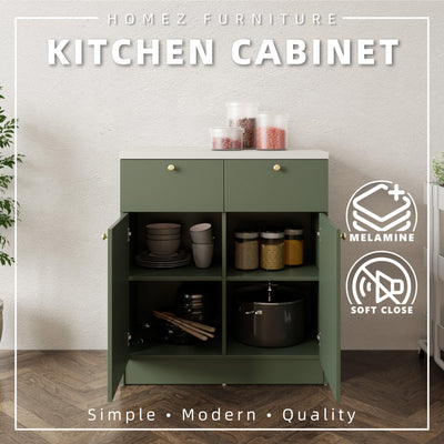 (EM) 2.6FT Canyon Series Full Melamine Base Unit Kitchen Cabinet with Soft Close Door - M9485-GN+CR-SBH
