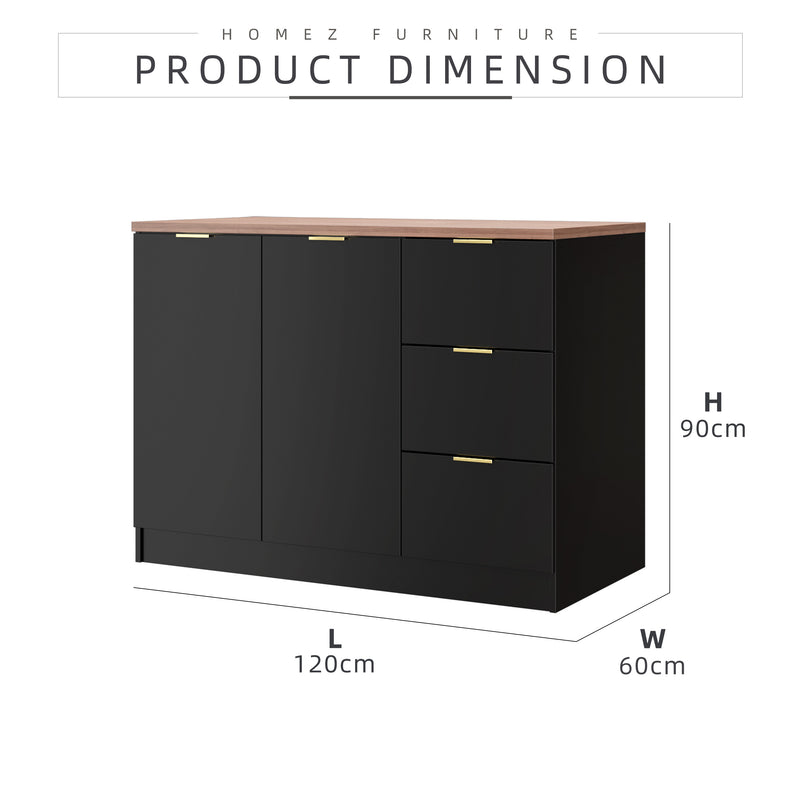 (FREE Shipping) 4FT Layra Series Full Melamine 3 Door Soft Close Kitchen Cabinet Base Unit - M9515