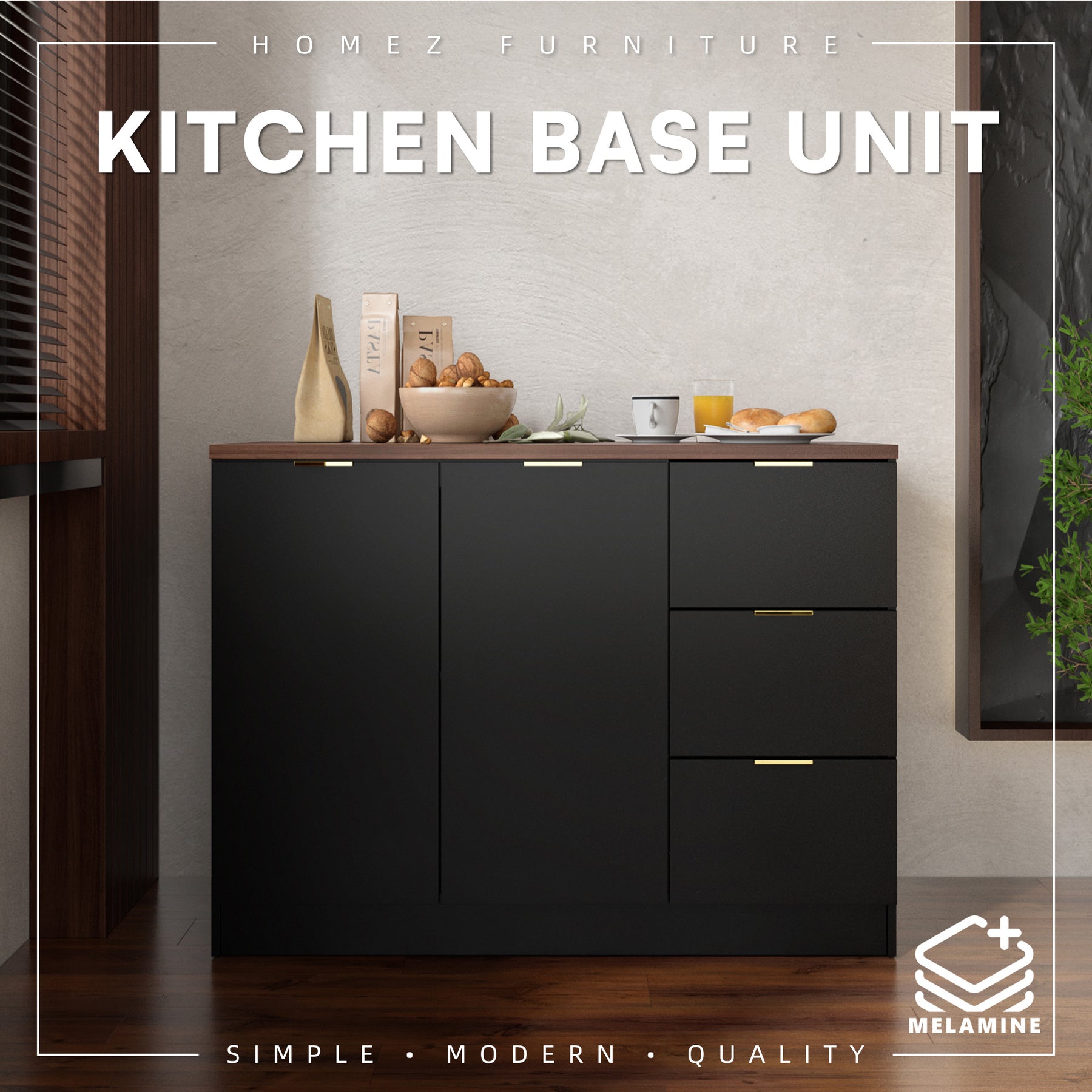 Layra Kitchen Table (EM) 4FT Layra Series Full Melamine 3 Door Soft Close Kitchen Cabinet ...