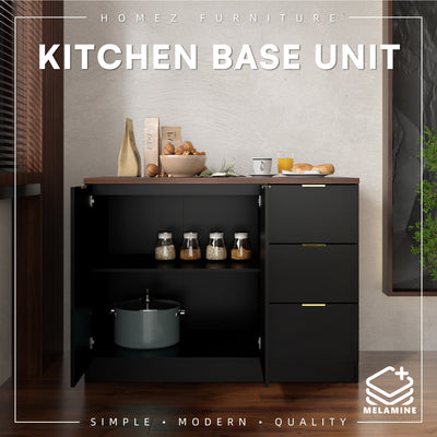 (FREE Shipping) 4FT Layra Series Full Melamine 3 Door Soft Close Kitchen Cabinet Base Unit - M9515