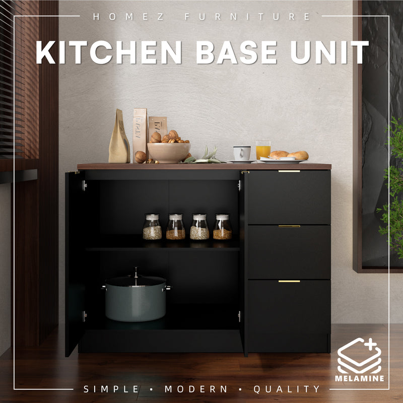 (FREE Shipping) 4FT Layra Series Full Melamine 3 Door Soft Close Kitchen Cabinet Base Unit - M9515