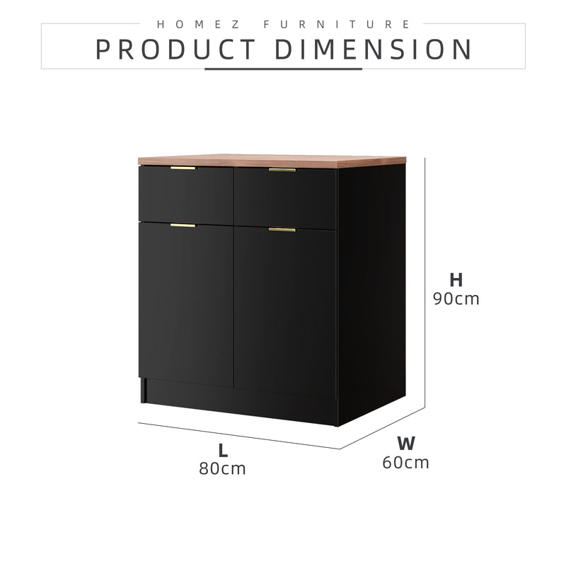 (FREE Shipping) 2.6FT Layra Series Full Melamine 2 Door Soft Close Kitchen Cabinet Base Unit - M9595