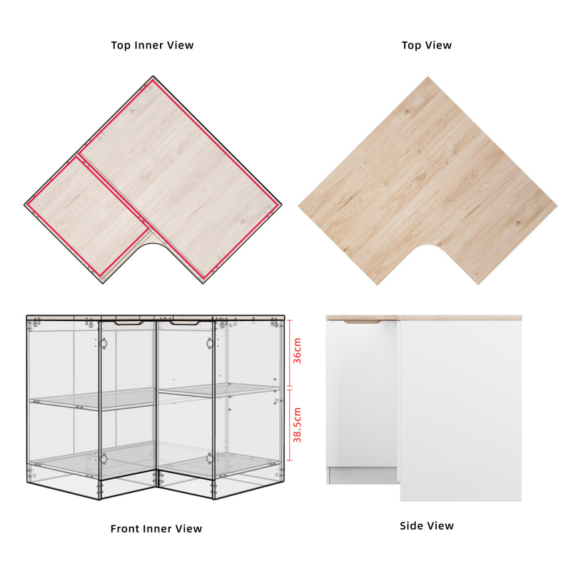 (FREE Shipping) Sinowa Pro Series Full Melamine Kitchen Corner Cabinet Soft Close 60cm Depth - M9619