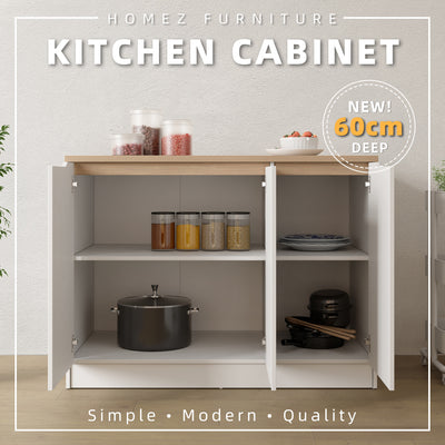 (FREE Shipping) 4FT Sinowa Series Full Melamine 3 Door Kitchen Cabinet Base Unit 120 x 60cm Top / Kitchen Storage - HMZ-KBC-M9695-LH+WT