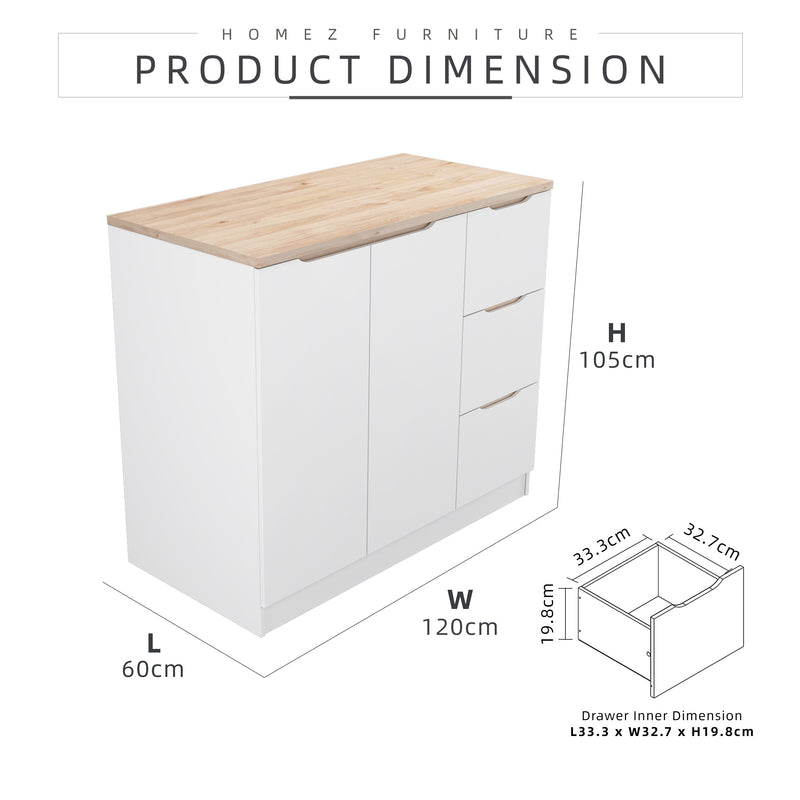 (FREE Shipping) Sinowa Pro Series Full Melamine Kitchen Island Bar Table Soft Close - M9889