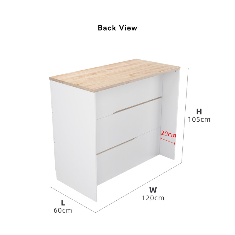 (FREE Shipping) Sinowa Pro Series Full Melamine Kitchen Island Bar Table Soft Close - M9889