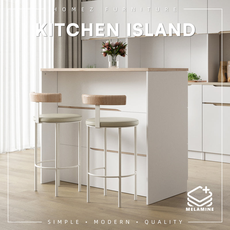 (FREE Shipping) Sinowa Pro Series Full Melamine Kitchen Island Bar Table Soft Close - M9889