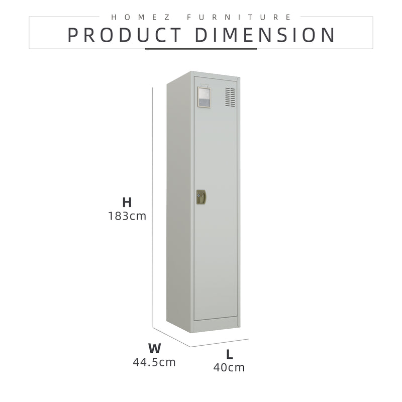 1.3FT Metal Storage Cabinet Locker with Lock 3 Compartments 1 Hanging Rod and Mirror-MC-6336