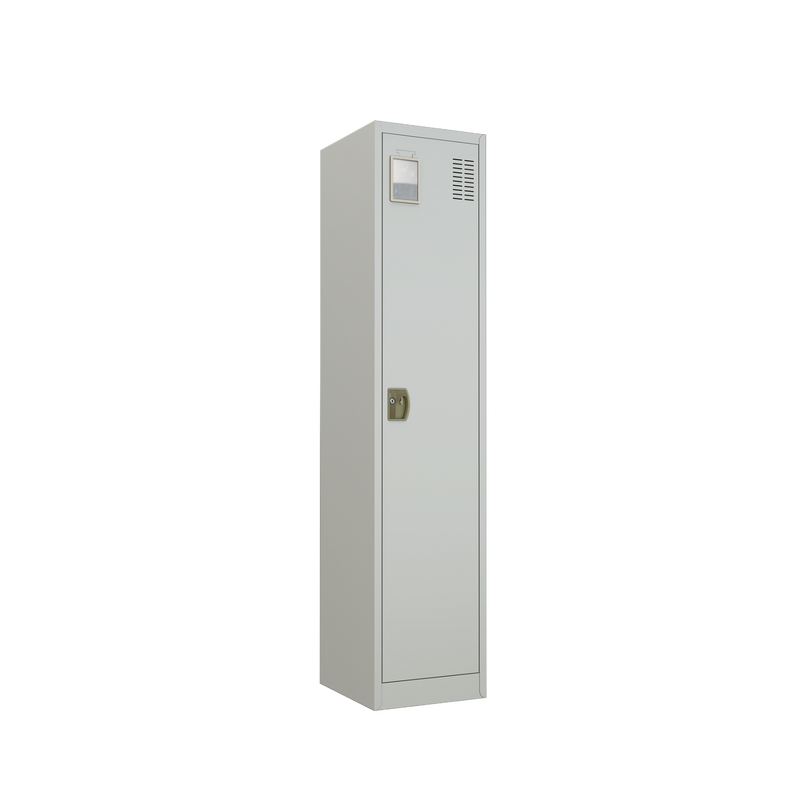 1.3FT Metal Storage Cabinet Locker with Lock 3 Compartments 1 Hanging Rod and Mirror-MC-6336