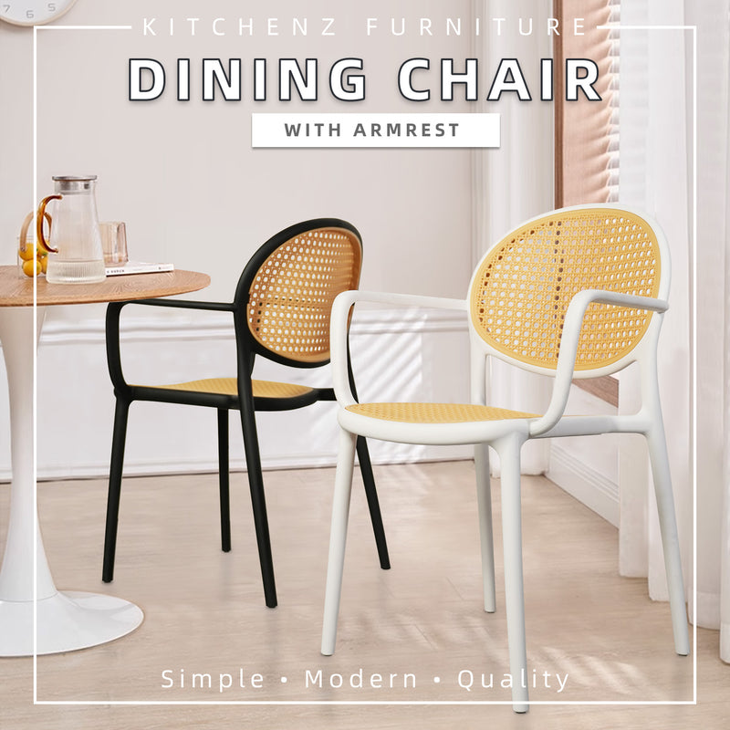 (EM) 2PCS Dining Chair Kerusi Makan with / without armrest White Black -DC41/DC42