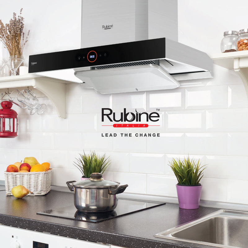 [FREE SHipping] Rubine Chimney Hood Essential Series 1500 m³/hr with O-Touch Panel - RCH-NOVARA-90SS + FREE Ducting Hose DC17
