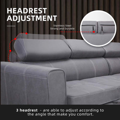 [HARI MALAYSIA FREE SHIPPING COMBO] 6.6FT L-Shape Leathaire Sofa Bed Coffee Table Free Gift 3-Tier Trolley Rack Living Room Combo Set - Y2960+2905-WT+3TIER-WT