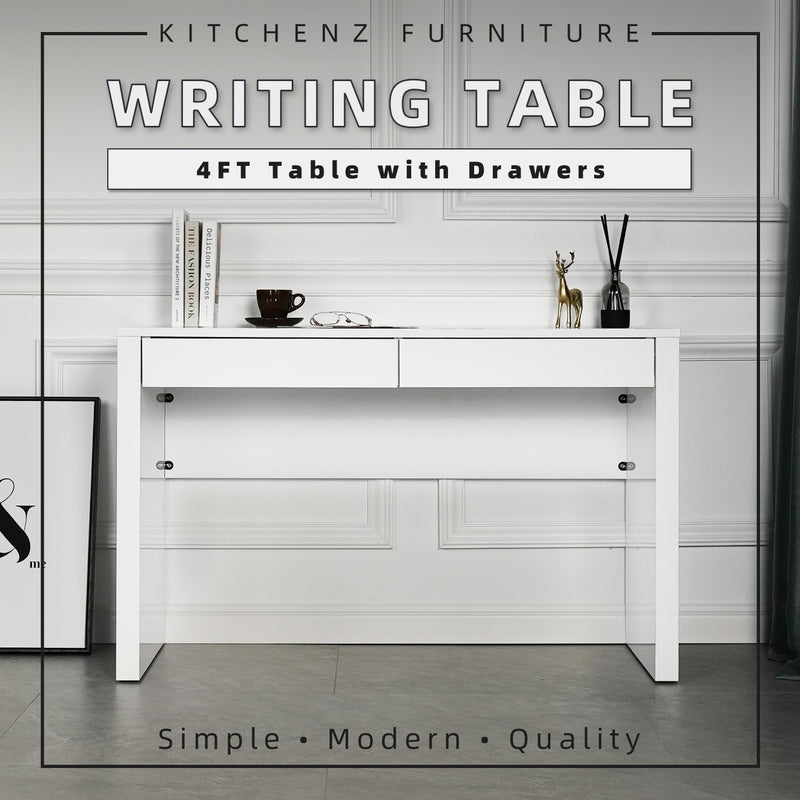 (EM) 4FT Writing Table with Drawers / Office Table / Meja Belajar / Meja Pejabat - HMZ-FN-WT-H3062-WT/BK