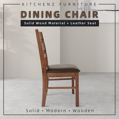 (EM) 2PCS Molly Solid Wood Dining Chair with PU Leather Seat-HMZ-FN-DC-Molly-WN