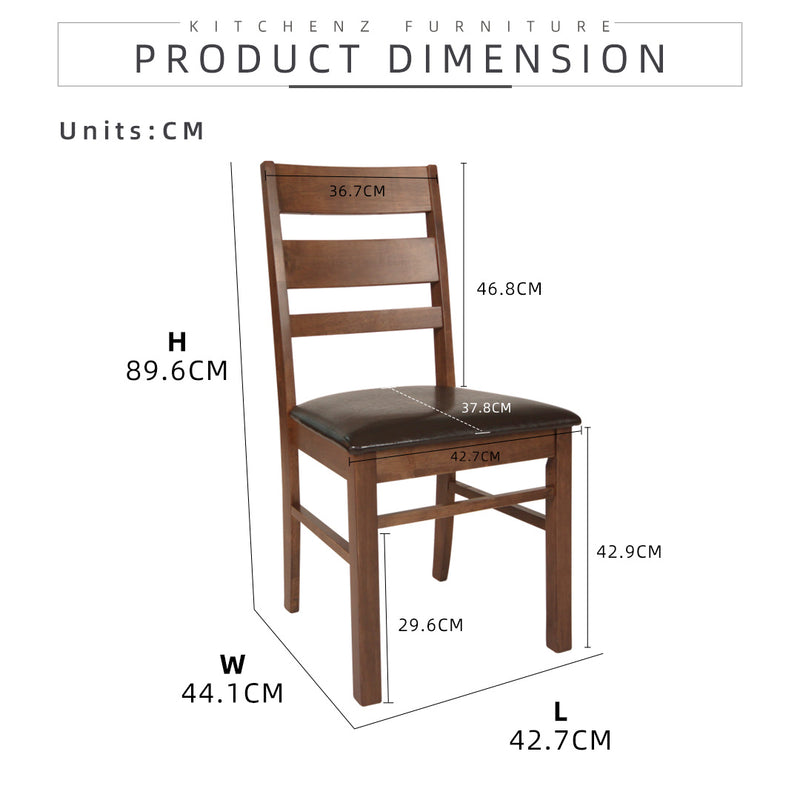 (EM) 2PCS Molly Solid Wood Dining Chair with PU Leather Seat-HMZ-FN-DC-Molly-WN