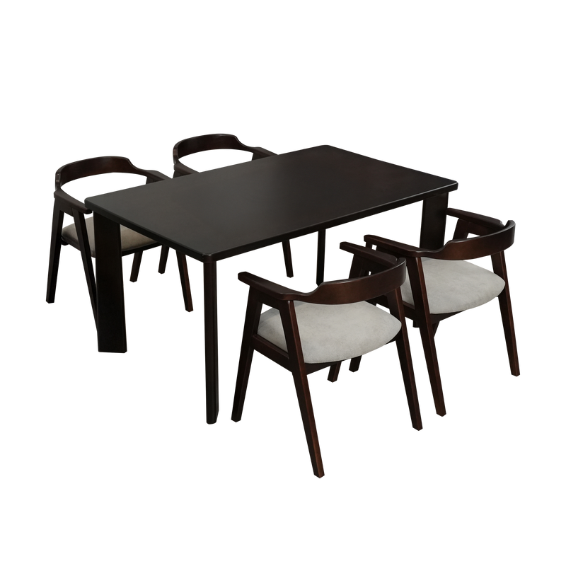 (EM) Neo Dining Set 4 Seater with Solid Rubberwood - DT-NEO(15090)-PS-SBH + DC-MARCO-PS-SBH (4 Seater)
