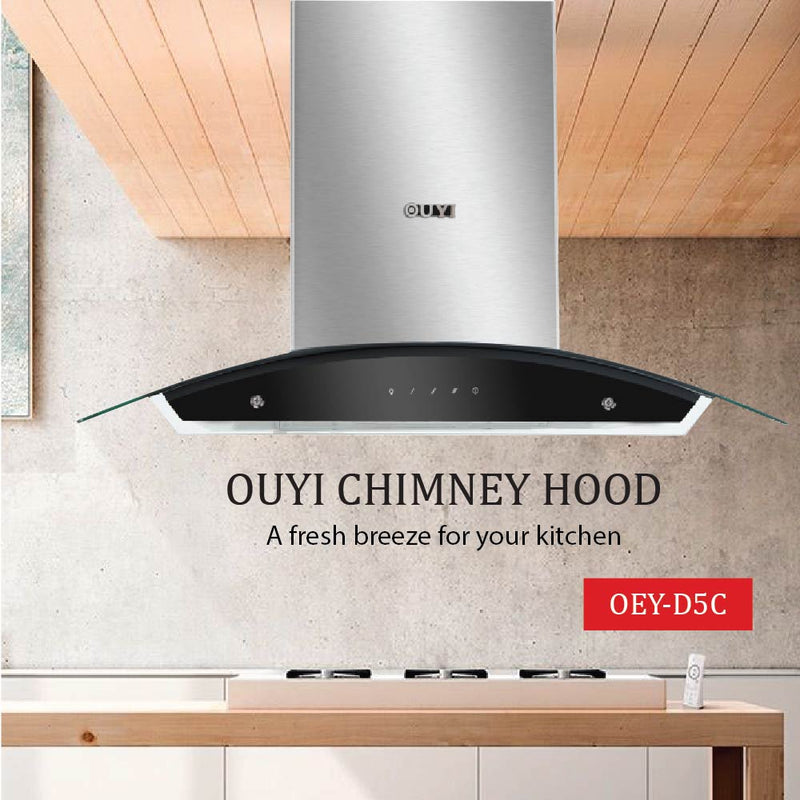 (FREE Shipping) OUYI Build-in Hob OEZ-Q312B/ OUYI Chimney Hood OEY-D5C/ Combo Hood+Hob+7-inch Ducting Hose+28cm Frying Pan