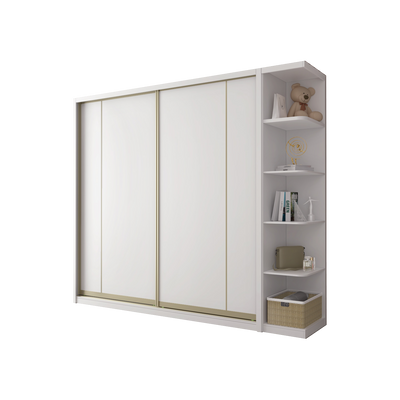 [FREE Shipping & FREE Installation] 8x8FT Full Melamine Gold Frame Anti Jump Sliding Wardrobe Almari Baju