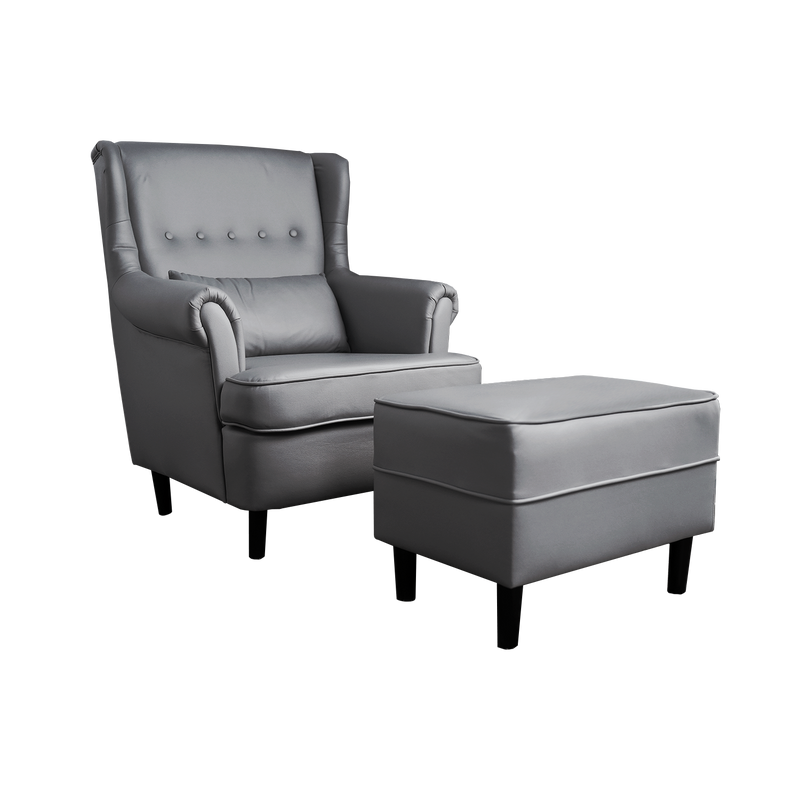 (EM) 1 Seater Sofa Leathaire Leisure Chair / Relax Chair with Stool-HMZ-FN-SF-588