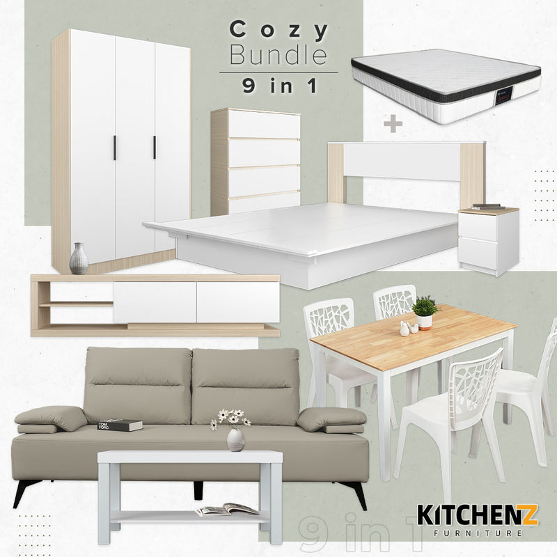 [FREE Shipping] [Premium 9-in-1 Furniture Bundle] Cozy Living Room to Modern Simple Bedroom