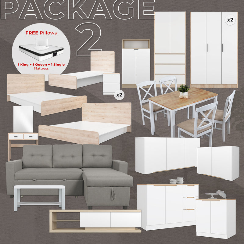 [FREE Shipping] 17 IN 1 Furniture Home Package 1 Bedroom Living Room Dining Kitchen Set Free Pillows
