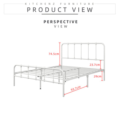 (EM) 6.5FT 3V Powder Coated Metal Queen Size Bed Frame-ED902F/0027