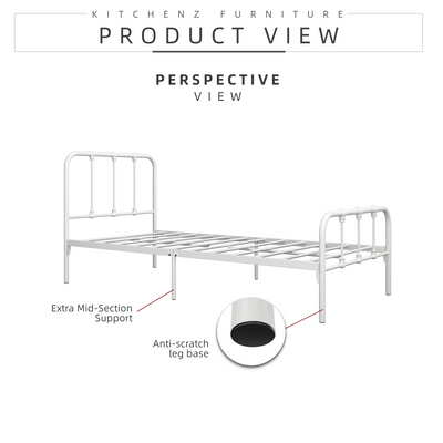 (EM) 6.2FT 3V Single Size Powder Coat Metal Bed Frame-3VFY900/0017