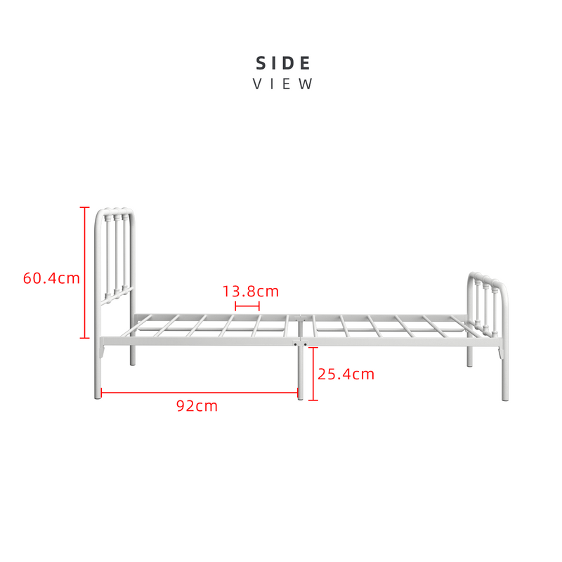 (EM) 6.2FT 3V Single Size Powder Coat Metal Bed Frame-3VFY900/0017