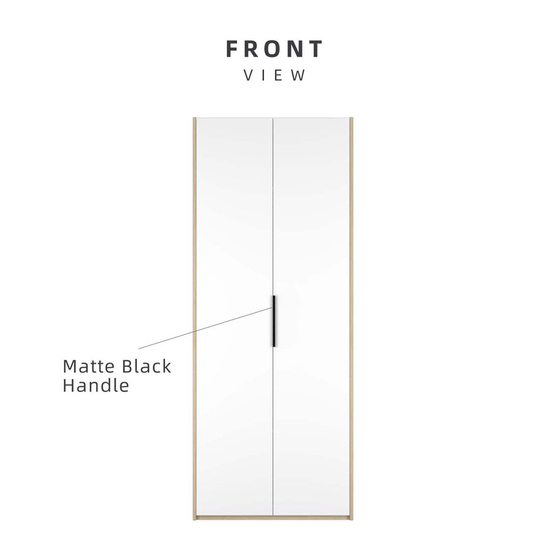 (EM) 200cm High 2 Door Wardrobe With Matte Black Handle and Hanging Rod / Almari Baju / Almari Pakaian-HMZ-FN-WD-6009