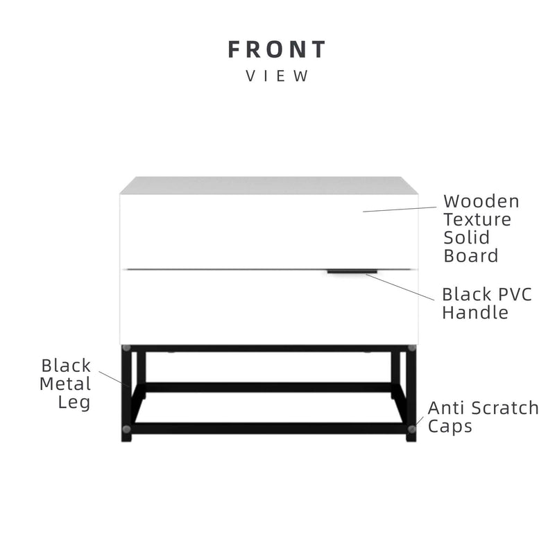 (EM) 2FT Neva Series Side Table with 2 Drawers-HMZ-FN-ST-N0500-WT