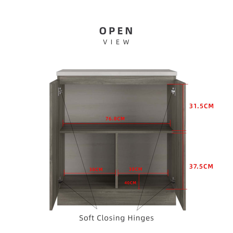 (EM) 2.6FT Doterra Series Kitchen Cabinets Base Unit Kitchen Storage Kabinet Dapur-KBC-MFCD9020-CC+MW