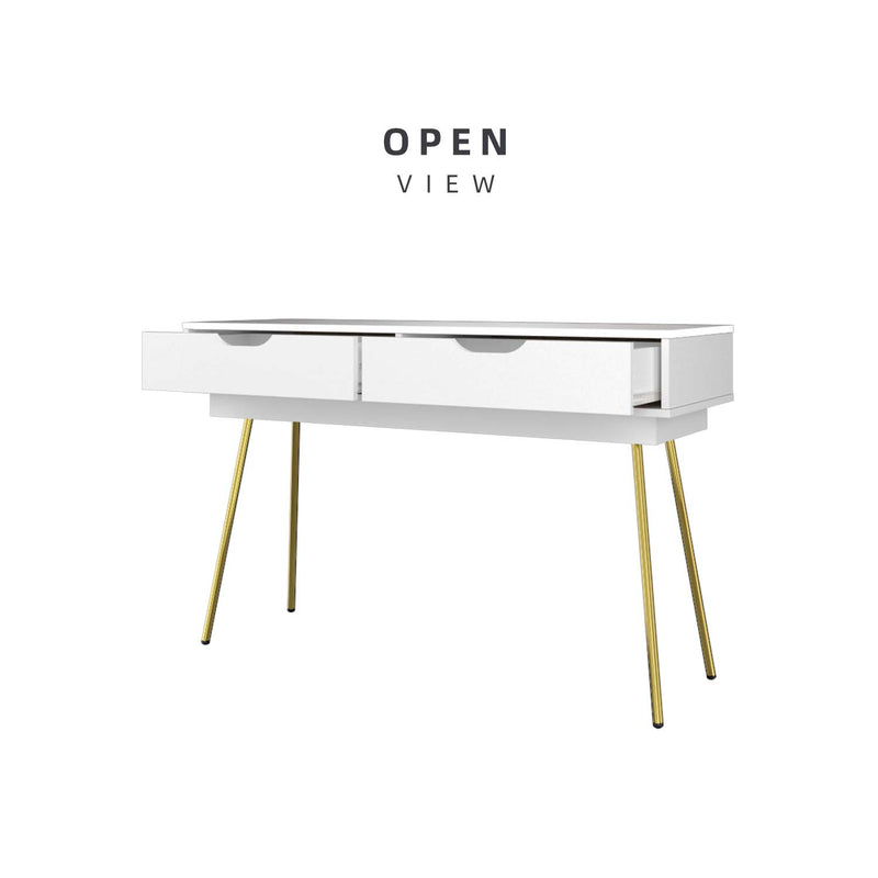 (EM)4FT/4.5FT Ivory Series Console Table Dressing Table with Drawer Storage Gold Metal Leg Support - 1415/1417