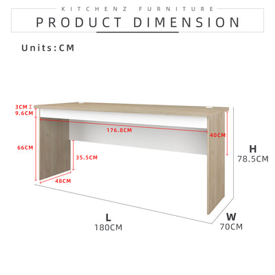 (EM) [FREE Shipping] 3.9FT/4.9FT/5.9FT Full Melamine Office Table Writing Table Study Table With Cable Grommets Desk - M2804/M2805/M2806