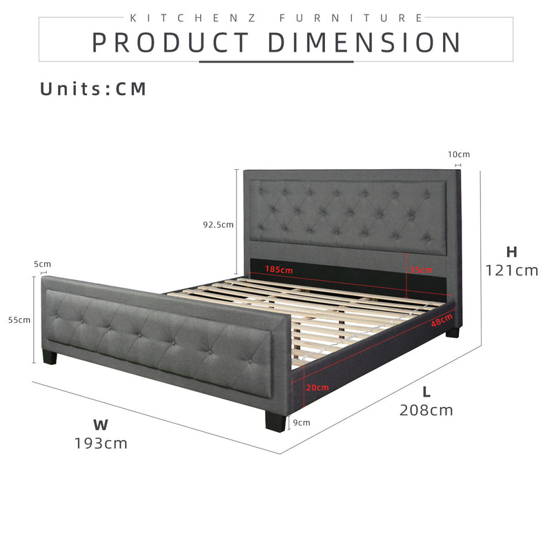 (FREE Shipping) 6.8FT Divan Queen/King Size Bed Frame Katil Queen High Headboard Linen Fabric Bed Frame