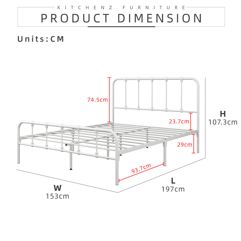 6.5FT 3V Powder Coated Metal Queen Size Bed Frame-ED902F/0022/0025/0026/0027