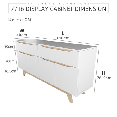 [COMBO] Jordan Alexi Simona Combo Set Queen Bed Frame / 3 Doors Wardrobe / Side Table / Coffee Table / TV Cabinet / Display Cabinet-Oak+White/Black
