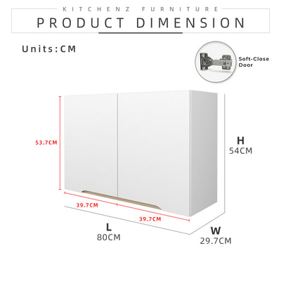 (EM) 2.6FT Sinowa Series Full Melamine Kitchen Cabinet Wall Unit / Kitchen Storage-HMZ-KWC-M6215-LH+WT