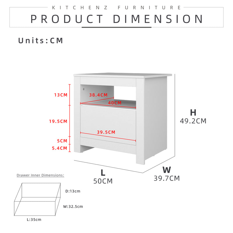 (EM) 1.6FT Side Table with 1 Layer Drawer Storage - HMZ-FN-ST-1904