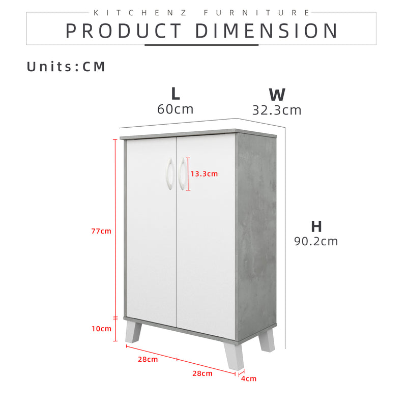 (EM) 2FT Shoe Cabinet Mordernist Design with 2 Door Storage Shoe Rack / Rak Kasut - HMZ-FN-SR-1476