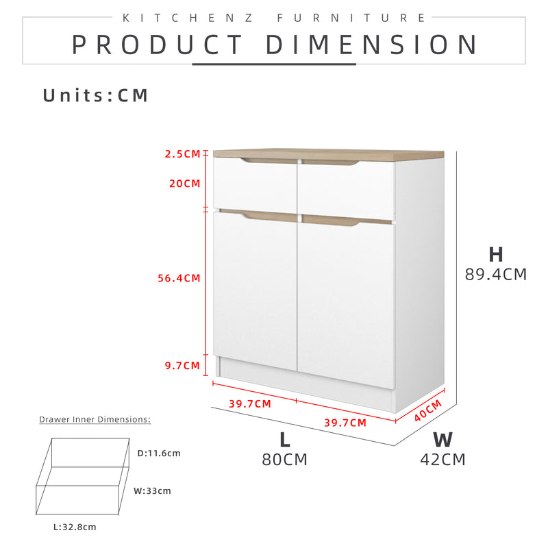 2.6FT Sinowa Series Full Melamine Kitchen Cabinets Base Unit  / Kitchen Storage-HMZ-KBC-M9085-WT