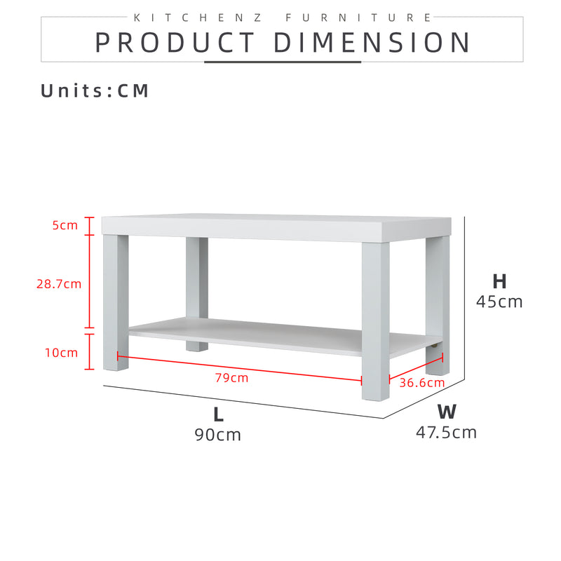 (EM) 3FT Coffee Table / Meja Kopi / Side Table Modern Design-HMZ-FN-CT-2905-WT