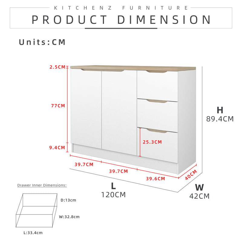 4FT Sinowa Series Full Melamine Kitchen Cabinets Base Unit  / Kitchen Storage-HMZ-KBC-M9015-WT