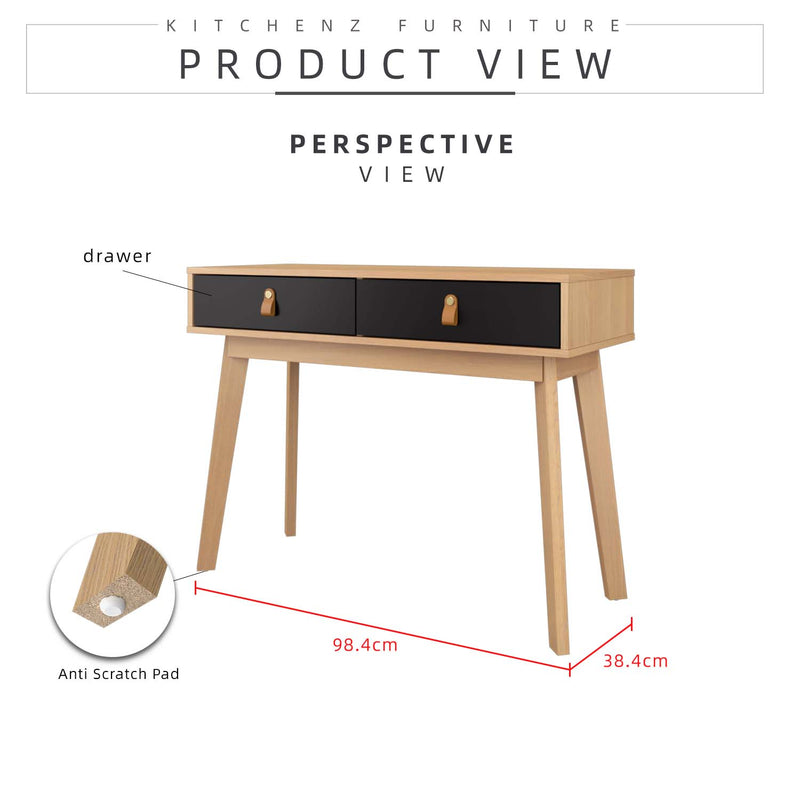 (EM) 3.3FT Xavier Series Writing Table with 2 Drawers-HMZ-FN-WT-X1040-BK