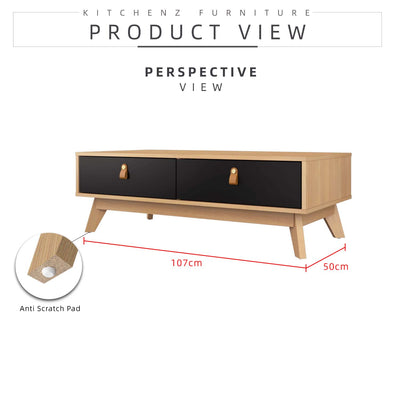 (EM) 3.6FT Xavier Series Coffee Table with 2 Drawers-HMZ-FN-CT-X1100-BK