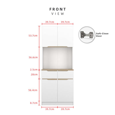 (FREE Shipping) 2.6FT Sinowa Pro Series Full Melamine Kitchen Cabinet Tall Unit / Kitchen Storage - HMZ-KC-M2085-WT