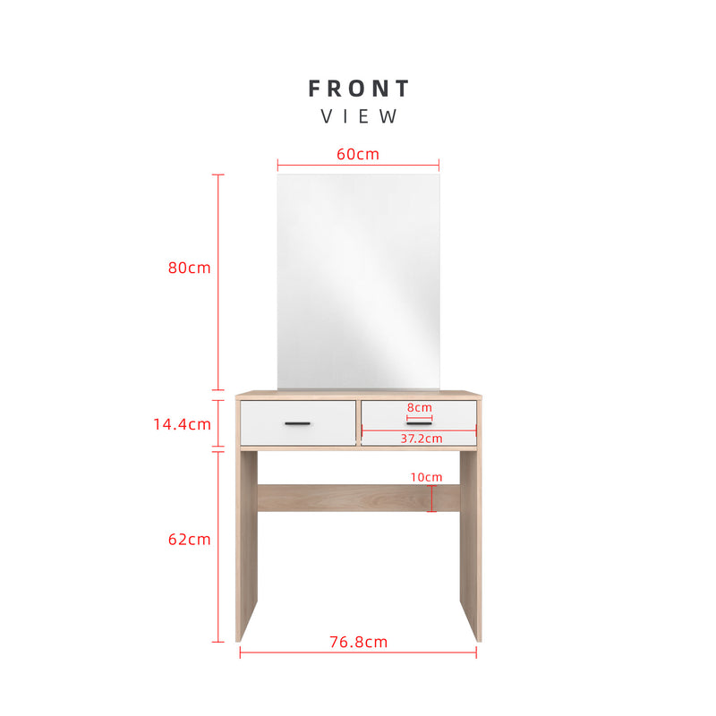 (EM) 2.6FT Alona Series Full Melamine Dressing Table Make Up Table with Mirror Bedroom Series - HMZ-FN-DT-M9809-LH+WT-SBH